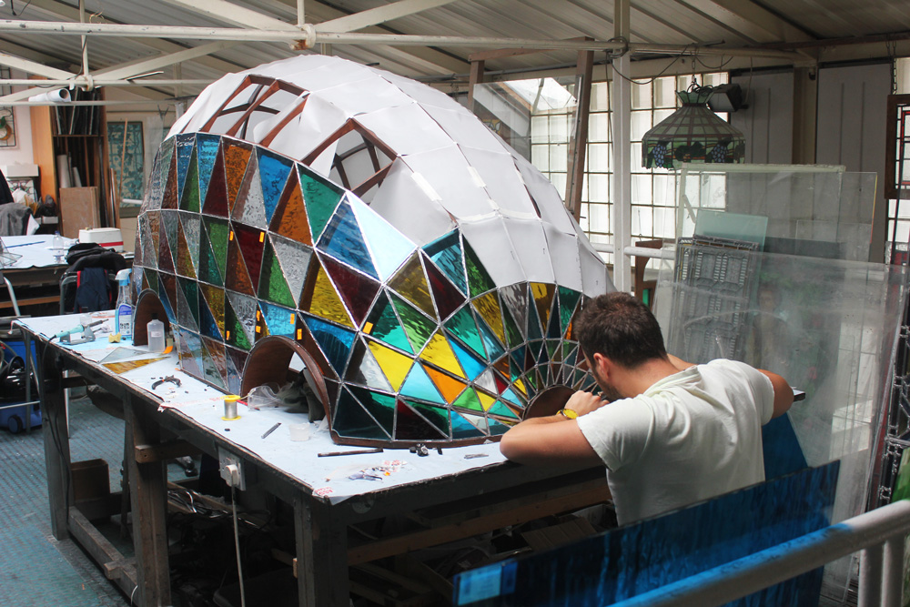 Stained glass driverless sleeper car