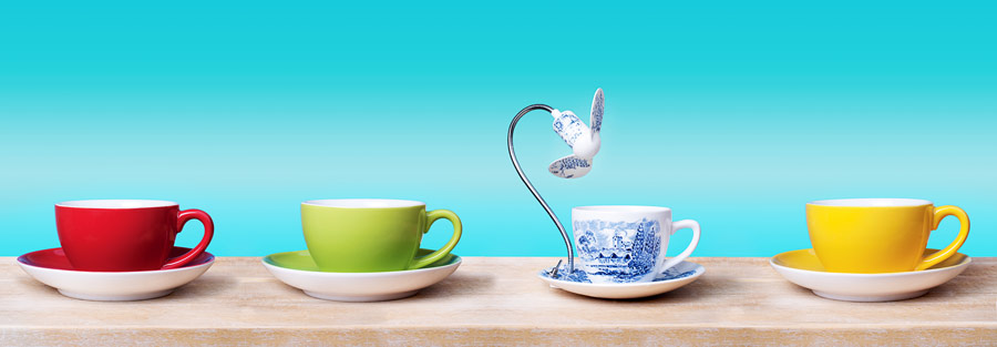 Tea cup and saucer with cooling fan by Dominic Wilcox