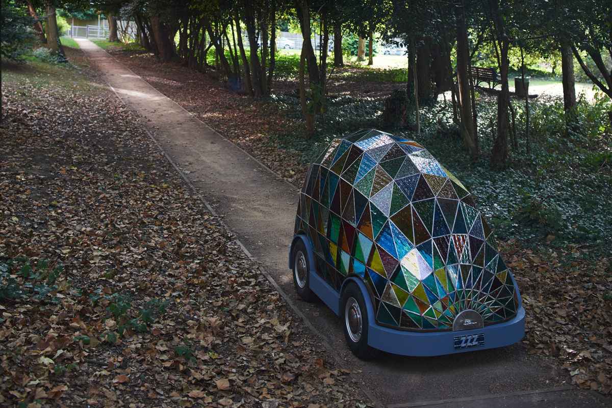 Stained glass driverless sleeper car