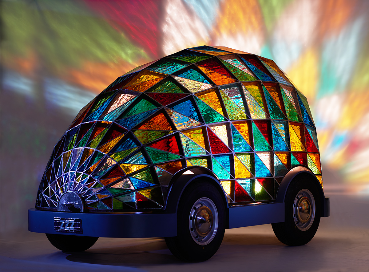 Stained glass driverless sleeper car