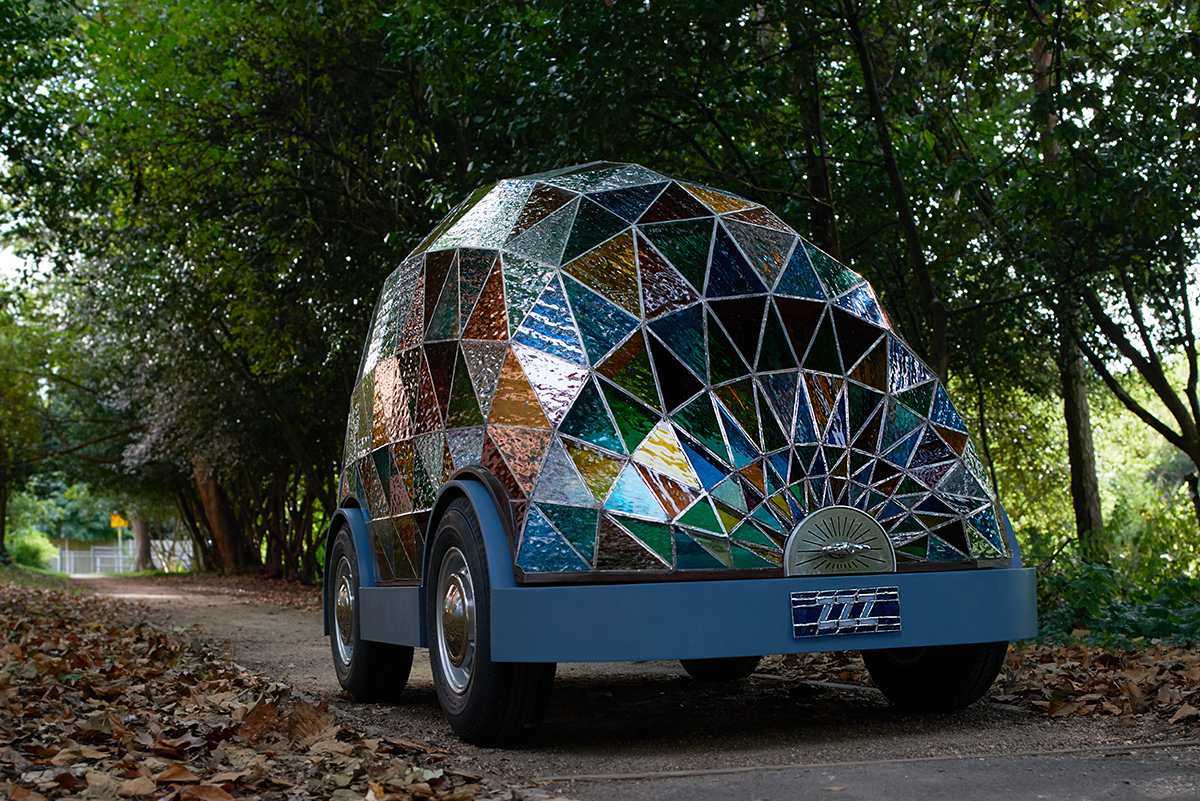 Stained glass driverless sleeper car